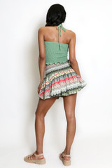 Shirred Halter Bralet And Zig Zag Skirt Set