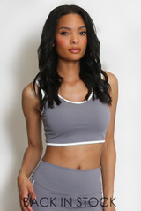 Contrast Piping Sports Crop Top
