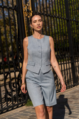 Tailored Fabric Buttons Cropped Waistcoat