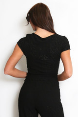 Textured Woven Short Sleeve Top
