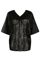 Sheer Lace Bodice Look Baseball Top