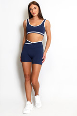 Active Crop Top And Shorts With Contrast Piping