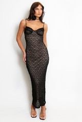 Lace Maxi Dress With Nude Lining 