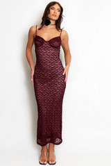 Lace Maxi Dress With Nude Lining 