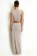Fine Knit Wrap Crop Top And Maxi Skirt Set