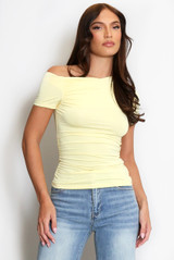 Ruched One Shoulder Short Sleeve Top
