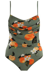 Cowl Neck Bodysuit in Oranges Print