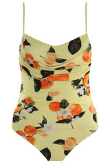Cowl Neck Bodysuit in Oranges Print