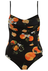 Cowl Neck Bodysuit in Oranges Print