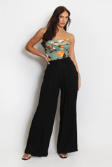 Cowl Neck Bodysuit in Oranges Print