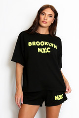 Embossed Slogan T-Shirt And Shorts Set