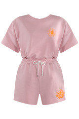 Sun Embossed T-Shirt And Shorts Set