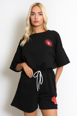 Sun Embossed T-Shirt And Shorts Set