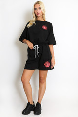 Sun Embossed T-Shirt And Shorts Set