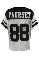 88 Slogan V Neck Sheer Lace Varsity Top