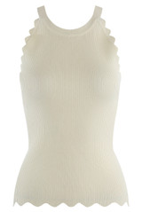 Scallop Hem Racer Fine Knit Top
