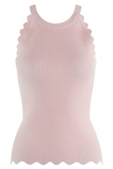 Scallop Hem Racer Fine Knit Top