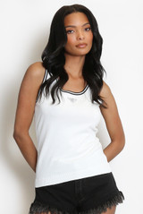 Fine Knit Vest Top With Triangle Motif