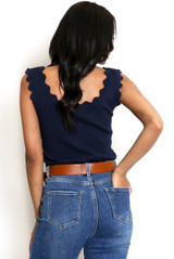 Scallop Hem Fine Knit Top