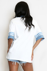 67 Slogan Contrast Trim Baseball Top