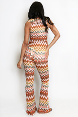 Ruffle Zig Zag Tie Front Top And Trouser Set