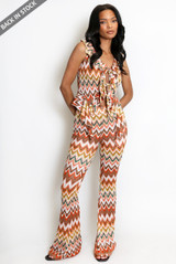 Ruffle Zig Zag Tie Front Top And Trouser Set