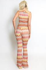 Ruffle Zig Zag Tie Front Top And Trouser Set