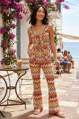 Ruffle Zig Zag Tie Front Top And Trouser Set