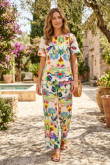 Floral Fiesta Crew Neck Top & Trouser Set