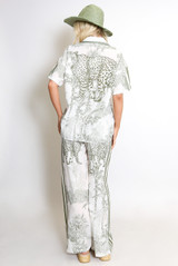 Leopard Porcelain Print Blouse And Trouser Set