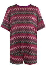 Wavy Striped Short Sleeve Top And Shorts Set