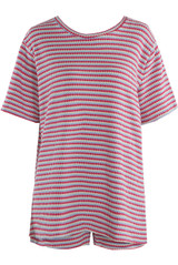 Striped Woven Short Sleeve Top And Trouser Set