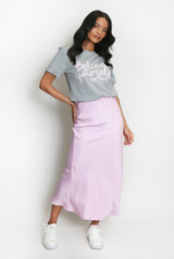Satin Bias Cut Flowing Maxi Skirt