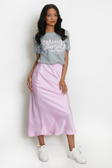 Satin Bias Cut Flowing Maxi Skirt