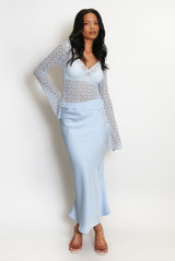 Satin Bias Cut Flowing Maxi Skirt