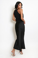Satin Bias Cut Flowing Maxi Skirt