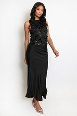 Satin Bias Cut Flowing Maxi Skirt