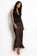 Satin Bias Cut Flowing Maxi Skirt