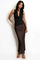 Satin Bias Cut Flowing Maxi Skirt