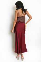 Satin Bias Cut Flowing Maxi Skirt