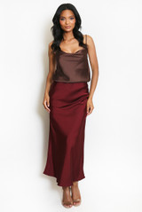 Satin Bias Cut Flowing Maxi Skirt