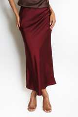 Satin Bias Cut Flowing Maxi Skirt
