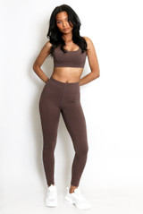 Contrast Lining Muscle Back Gym Set