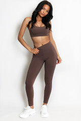 Contrast Lining Muscle Back Gym Set