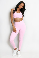 Contrast Lining Muscle Back Gym Set
