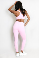 Contrast Lining Muscle Back Gym Set