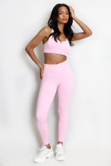 Contrast Lining Muscle Back Gym Set
