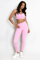 Contrast Lining Muscle Back Gym Set