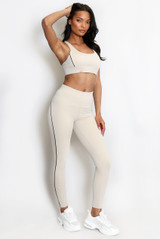 Contrast Lining Muscle Back Gym Set