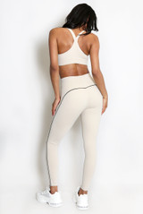 Contrast Lining Muscle Back Gym Set